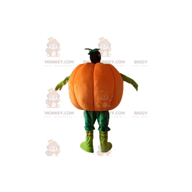 Oranssi ja vihreä jättiläinen kurpitsa BIGGYMONKEY™ maskottiasu