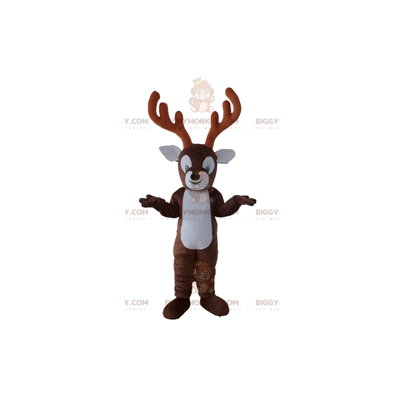 Costume de mascotte BIGGYMONKEY™ de renne marron et blanc avec