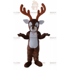 Costume de mascotte BIGGYMONKEY™ de renne marron et blanc avec