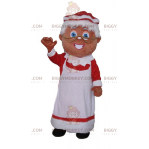 Mrs. Claus BIGGYMONKEY™ mascottekostuum gekleed in een rode en