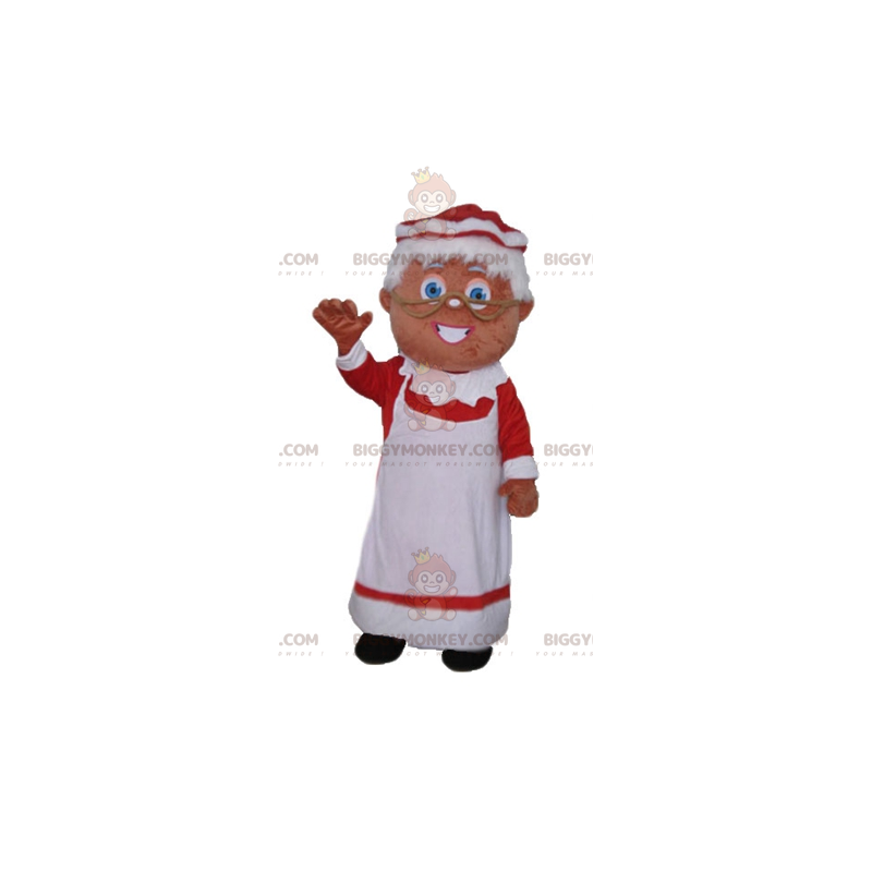 Traje de mascote Mrs. Claus BIGGYMONKEY™ vestida com um vestido