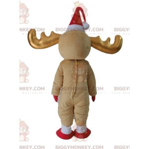 BIGGYMONKEY™ Costume da mascotte Renna marrone e bianca con