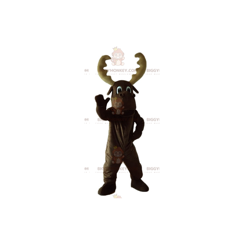 BIGGYMONKEY™ Big Brown Caribou With Big Antlers Mascot Costume