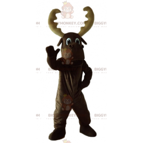 BIGGYMONKEY™ Big Brown Caribou Big Antlers maskottiasulla -