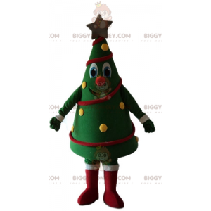 Fantasia de mascote de árvore de Natal decorada muito