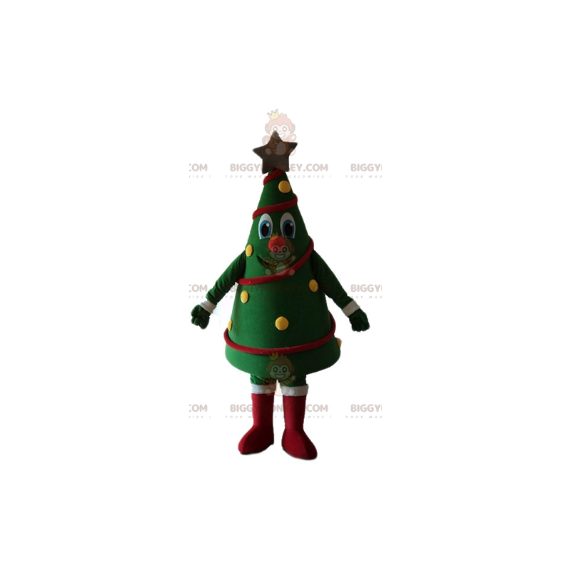 Velmi usměvavý a barevně zdobený vánoční stromeček s maskotem