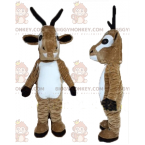 Costume mascotte BIGGYMONKEY™ capra renna marrone e bianca -