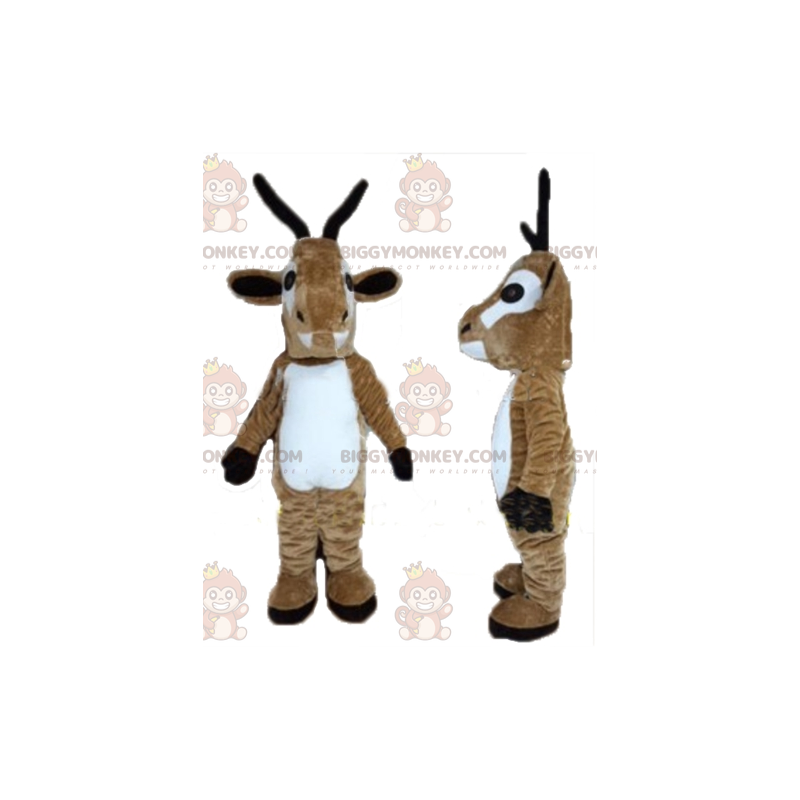 Costume mascotte BIGGYMONKEY™ capra renna marrone e bianca -