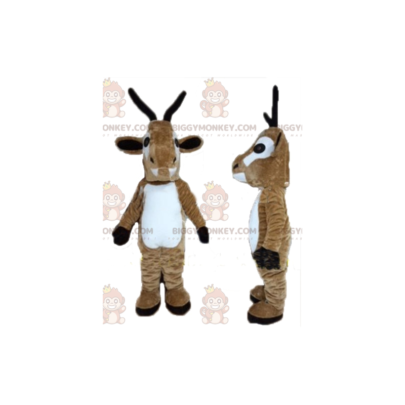 Disfraz de mascota BIGGYMONKEY™ de cabra reno marrón y blanco -