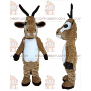 Disfraz de mascota BIGGYMONKEY™ de cabra reno marrón y blanco -