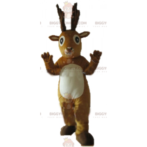 Traje de mascote BIGGYMONKEY™ de rena marrom e branca Caribou