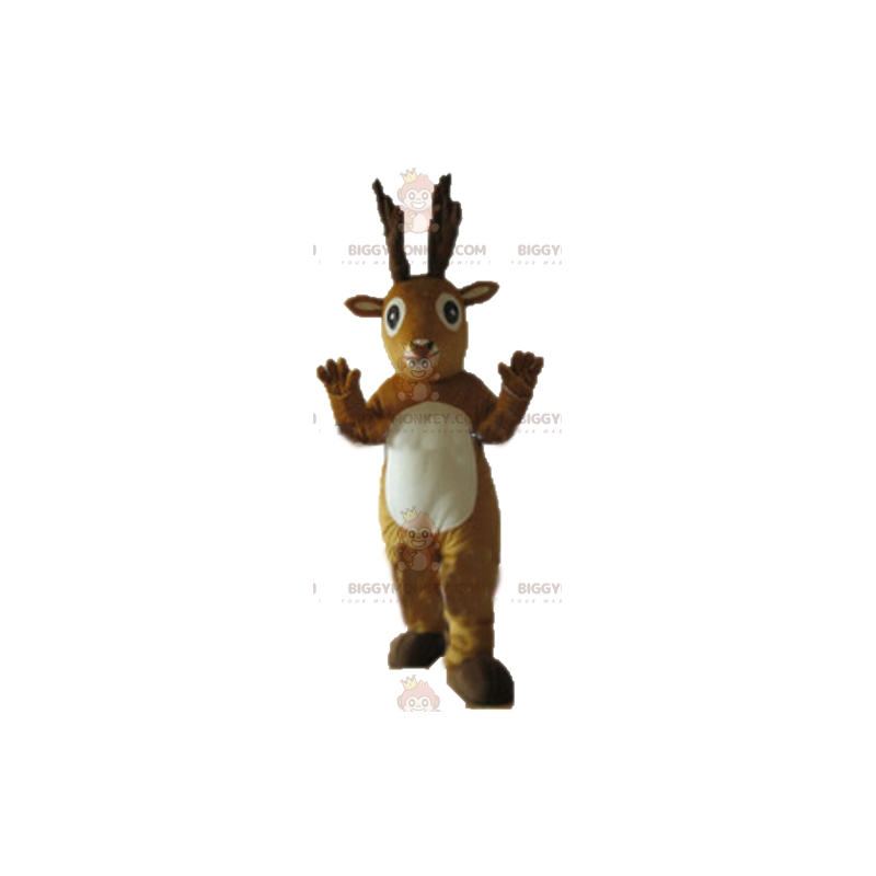 Bruin en wit rendier Caribou Moose BIGGYMONKEY™ mascottekostuum