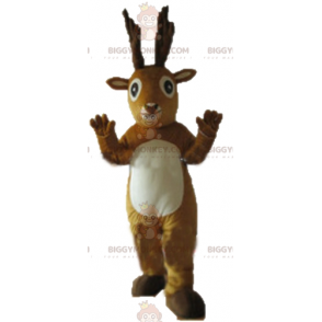 Bruin en wit rendier Caribou Moose BIGGYMONKEY™ mascottekostuum