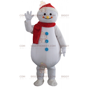 Kæmpe smilende hvid snemand BIGGYMONKEY™ maskotkostume -
