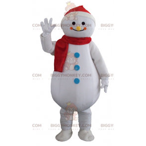 Costume da mascotte gigante sorridente bianco pupazzo di neve