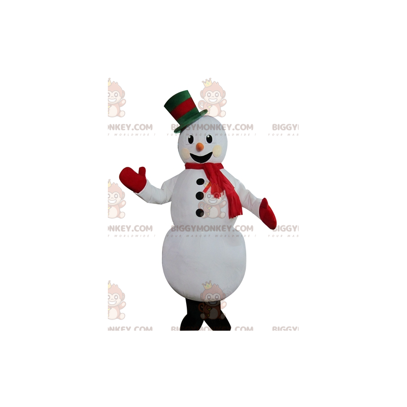 Fantasia de mascote BIGGYMONKEY™ de boneco de neve branco fofo