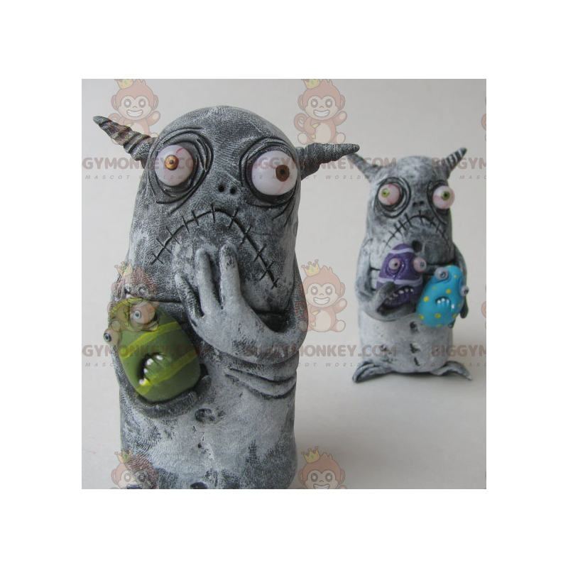 2 BIGGYMONKEY™s mascota de pequeños monstruos grises -