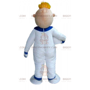 BIGGYMONKEY™ Maskotdräkt Blond Man Astronaut i vit Jumpsuit -