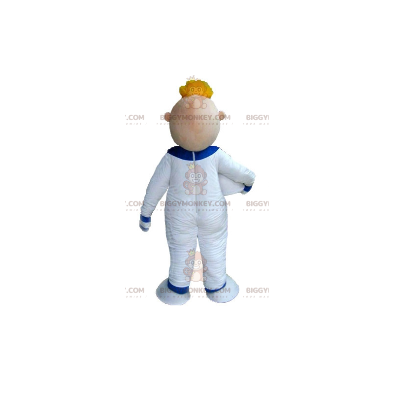 BIGGYMONKEY™ Maskotdräkt Blond Man Astronaut i vit Jumpsuit -