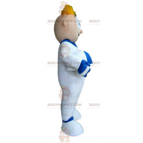 BIGGYMONKEY™ maskotkostume Blond mand astronaut i hvid jumpsuit