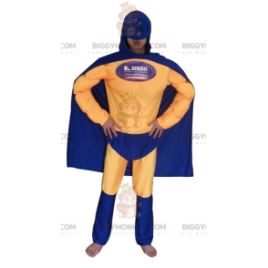 Costume de superhéros en tenue bleue et jaune - Biggymonkey.com