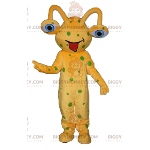 BIGGYMONKEY™ gele alien groene stippen mascottekostuum -