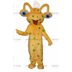 BIGGYMONKEY™ Yellow Alien Green Dots Mascot Costume -
