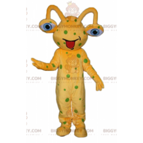 BIGGYMONKEY™ Yellow Alien Green Dots maskottiasu -