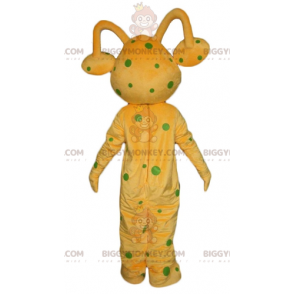 BIGGYMONKEY™ Costume da mascotte giallo alieno a pois verdi -