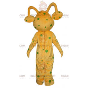 Kostým maskota BIGGYMONKEY™ Yellow Alien Green Dots –