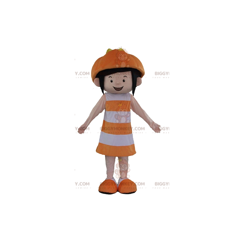 Costume de mascotte BIGGYMONKEY™ de fille souriante en tenue