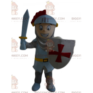 Costume da mascotte Knight Boy BIGGYMONKEY™ con elmo e scudo -