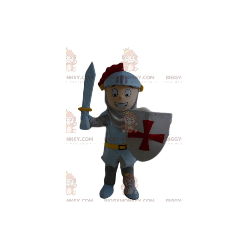 Disfraz de mascota Knight Boy BIGGYMONKEY™ con casco y escudo -