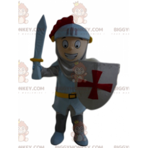 Kostium maskotka chłopiec rycerz BIGGYMONKEY™ z hełmem i tarczą