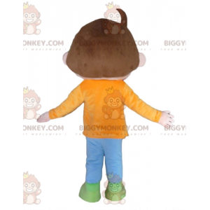 Chestnut Boy BIGGYMONKEY™ Maskottchenkostüm mit orange-blauem