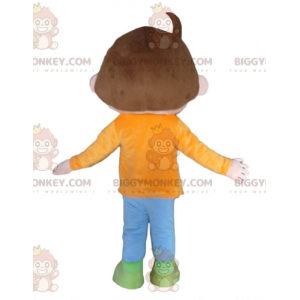 Costume de mascotte BIGGYMONKEY™ de garçon châtain avec une