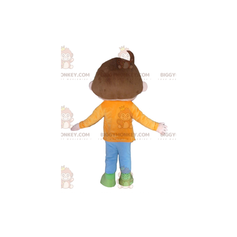 Chestnut Boy BIGGYMONKEY™ Maskotdräkt med orangeblå och grön