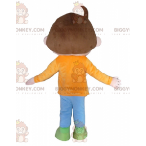 Costume de mascotte BIGGYMONKEY™ de garçon châtain avec une