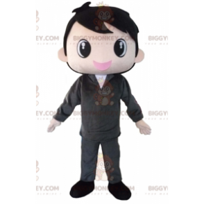 BIGGYMONKEY™ Mascot Costume Brown Boy Dressed In Gray Very