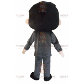 Costume de mascotte BIGGYMONKEY™ de garçon brun habillé en gris