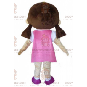 BIGGYMONKEY™ Maskottchenkostüm Kokettes Mädchen in rosa Kleid -