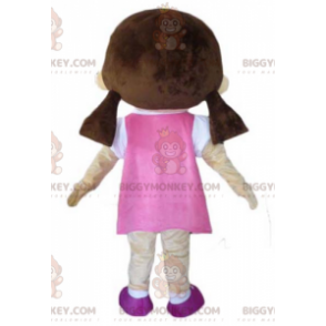 Kostým maskota BIGGYMONKEY™ Koketní dívka v růžových šatech –