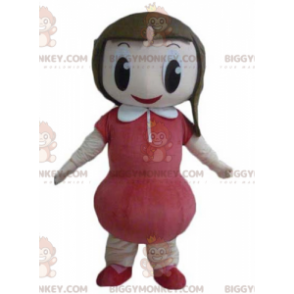 BIGGYMONKEY™ Mascot Costume Very Smiling Girl With Red Dress –