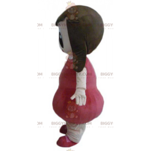 BIGGYMONKEY™ Mascot Costume Very Smiling Girl With Red Dress -