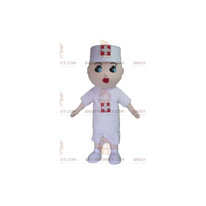 Traje de mascote de enfermeira BIGGYMONKEY™ com jaleco branco –