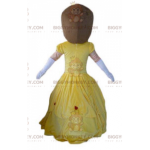 BIGGYMONKEY™ mascottekostuum vrouw prinses in gele jurk -