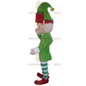 Elf Kobold BIGGYMONKEY™ Maskottchenkostüm in Grün, Weiß und Rot