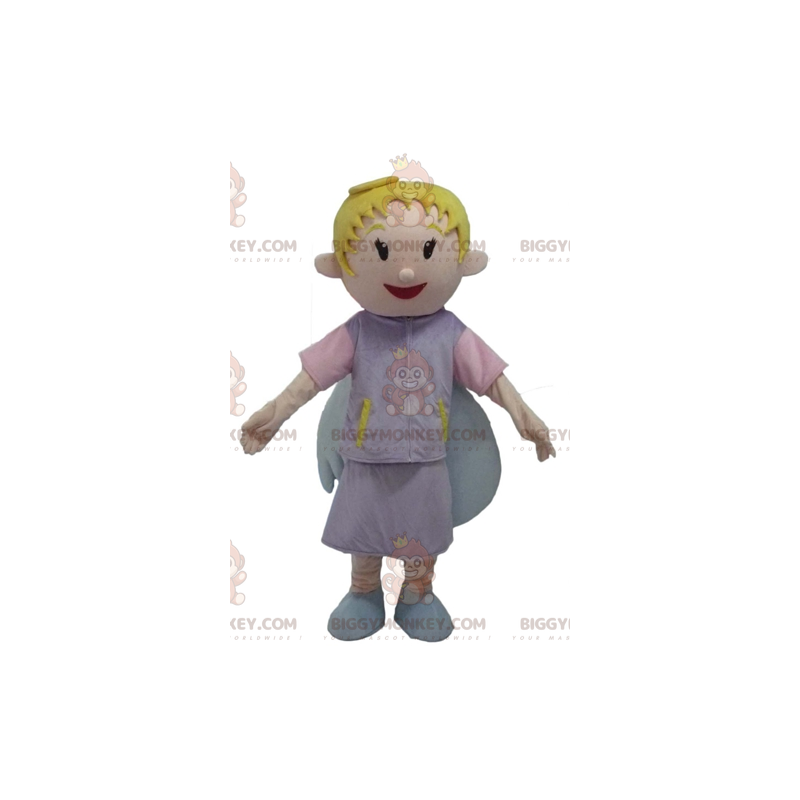 Costume de mascotte BIGGYMONKEY™ d'ange blond souriant avec de