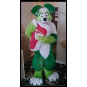 Tutto il costume mascotte BIGGYMONKEY™ cane peloso verde e