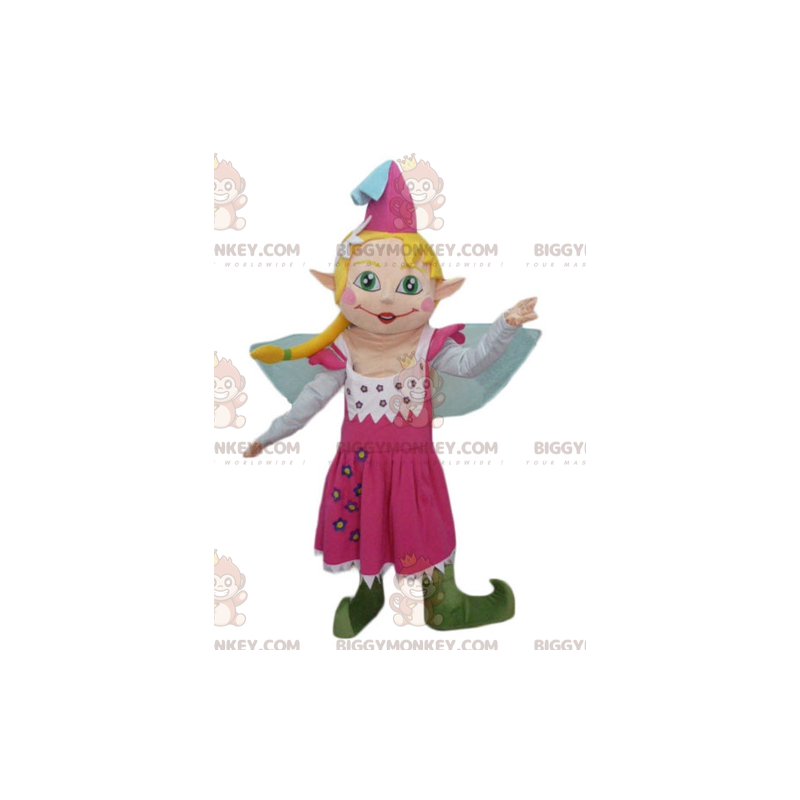 BIGGYMONKEY™ Mascot Costume of Pretty Fairy in Pink Dress with